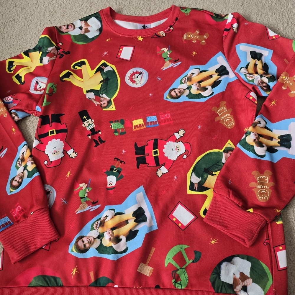 Buddy the Elf All Over Print Christmas Sweatshirt Size Medium